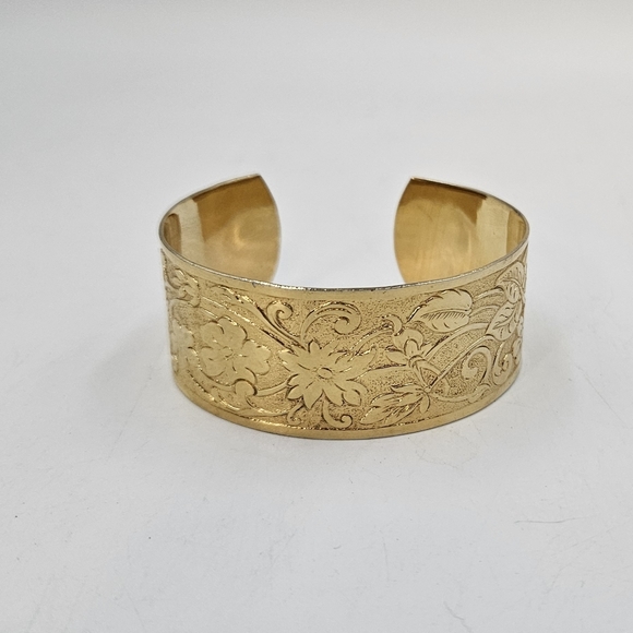 Victorian Floral Etched Cuff Bracelet - Picture 1 of 5